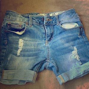Blue jean ripped shorts